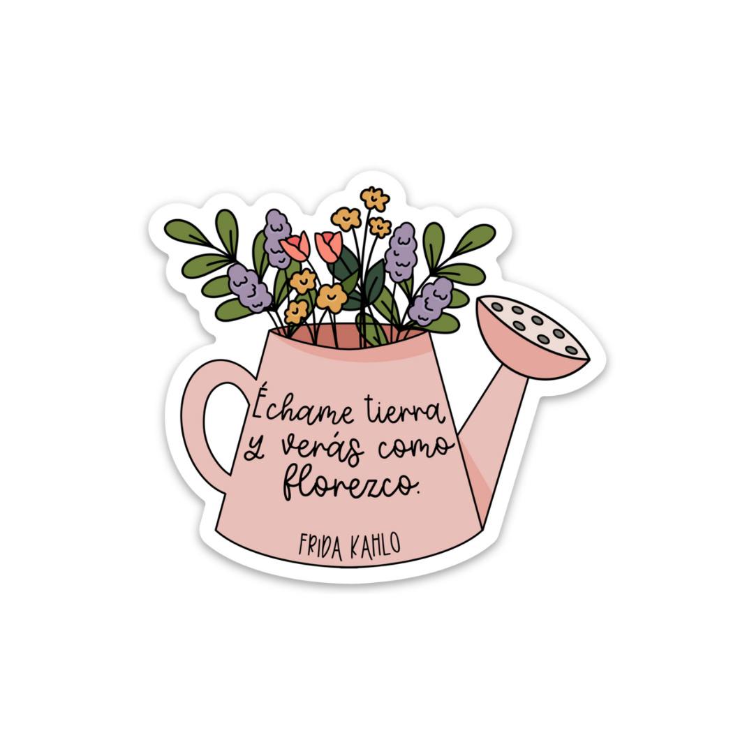 Floral Watering Can | Frida Kahlo Quote Weatherproof Sticker