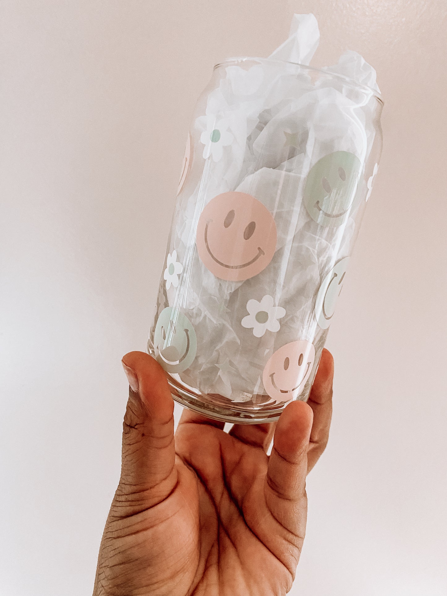 Smiley Faces Libbey Glass Can