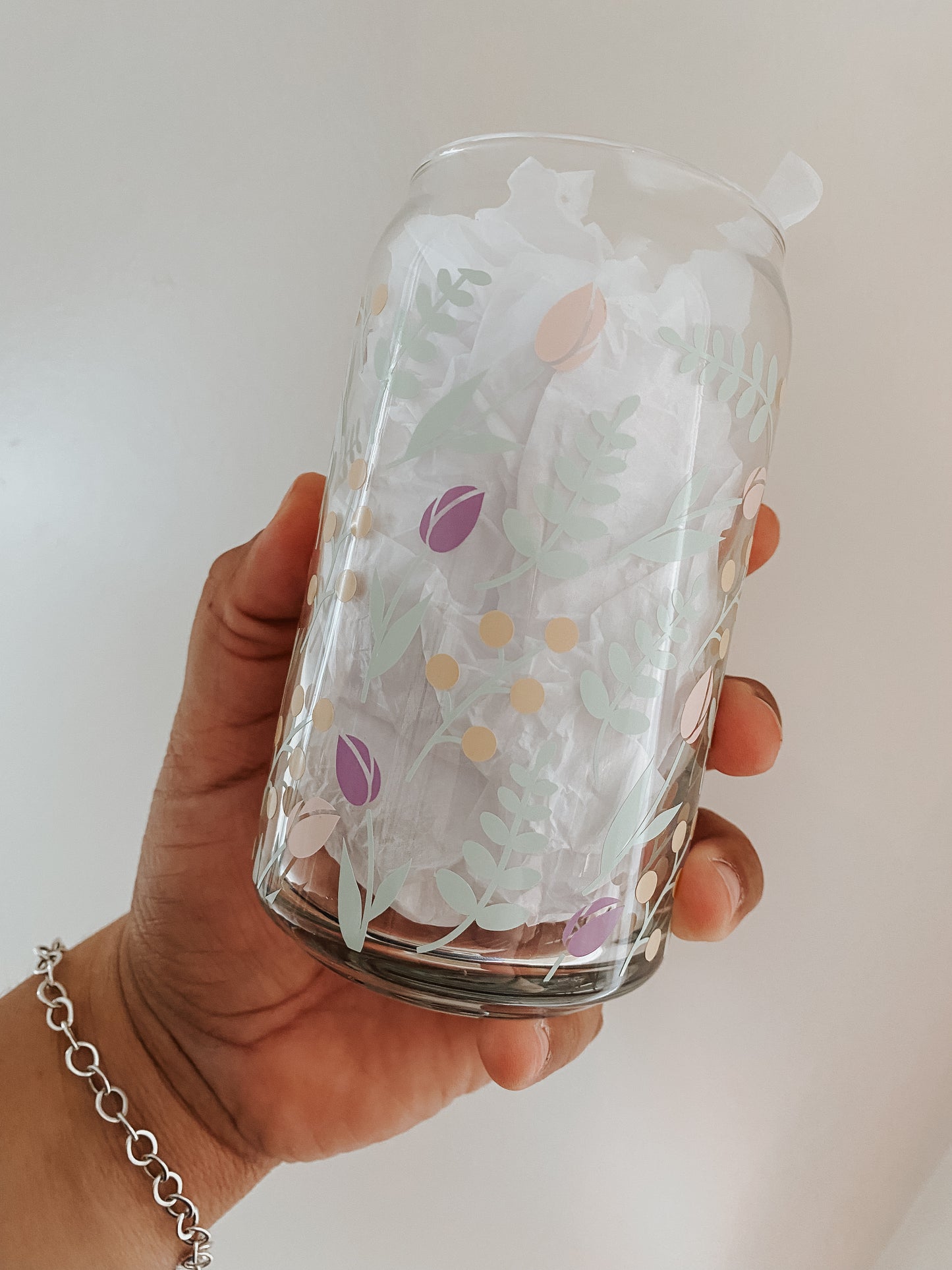 Spring Tulips Libbey Glass Can
