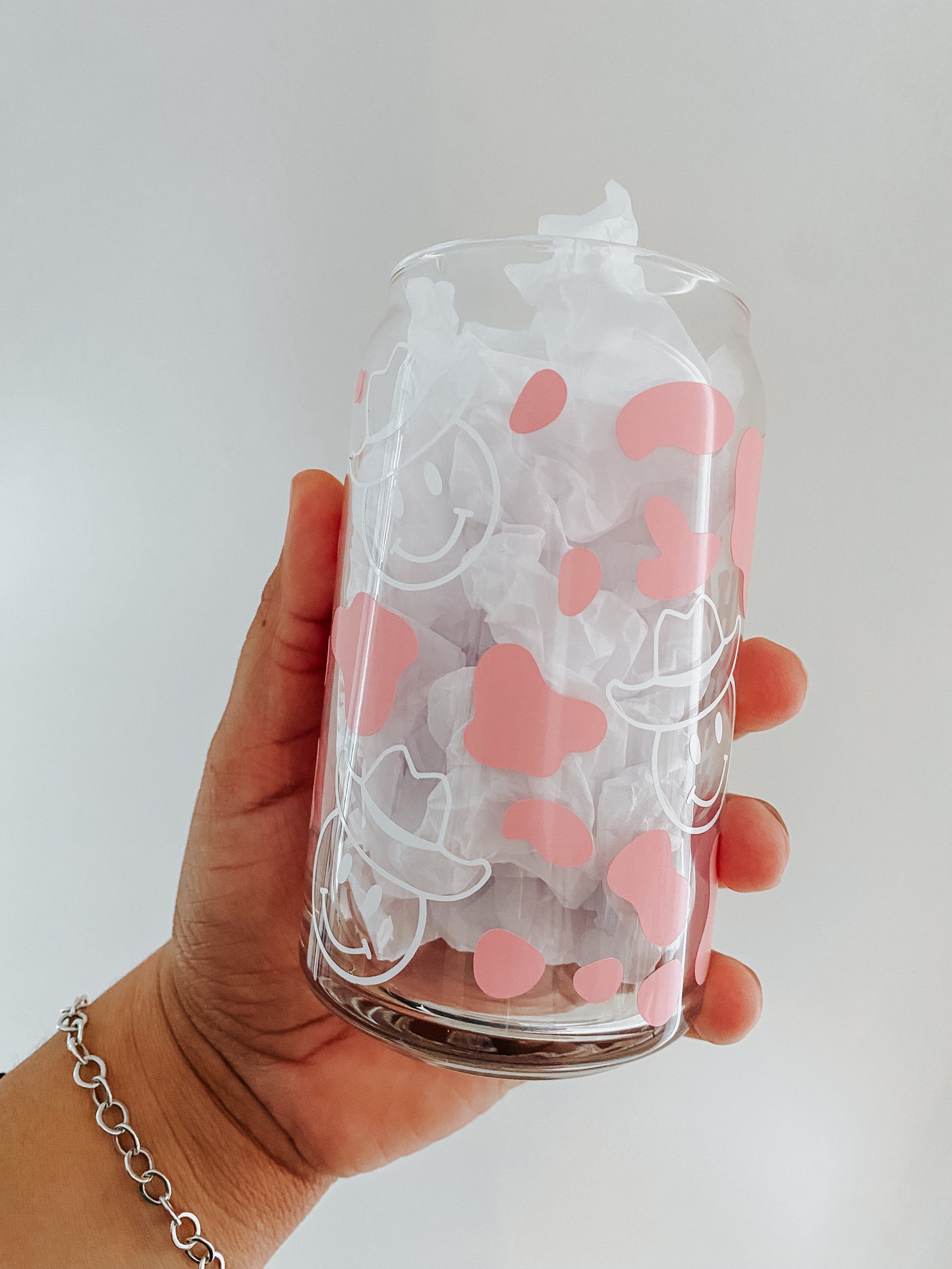 Howdy Cow Print Libbey Glass Can