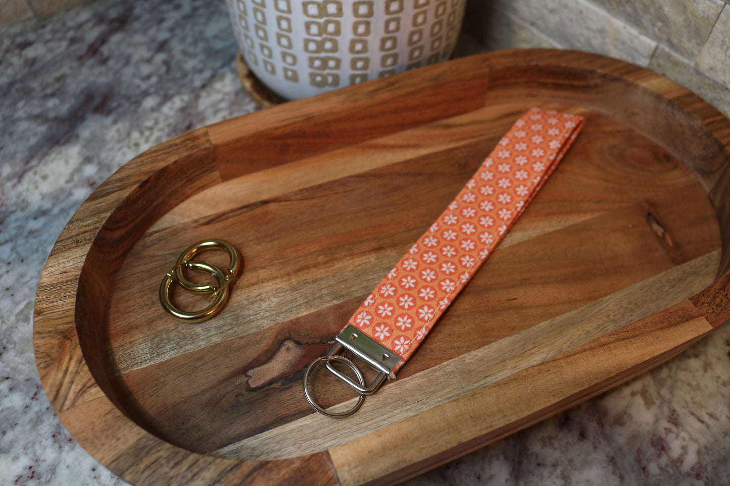 Floral Tangerine Wristlet