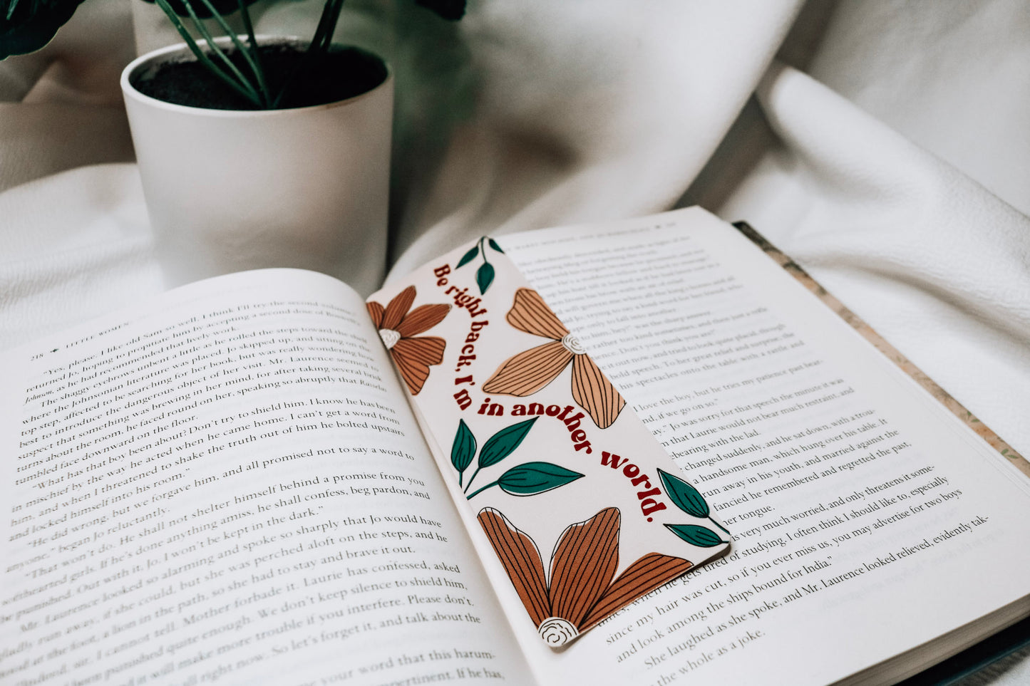 Floral Bookmark | "BRB I'm in Another World" Bookmark |