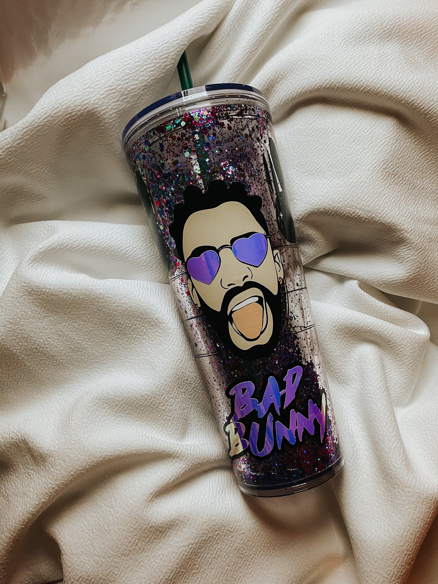 Bad Bunny Starbucks Snowglobe Tumbler | Starbucks Venti Acrylic Tumbler | Personalized Tumbler